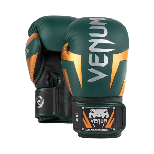 boxerske rukavice venum elite zelena bronze stribrna 2